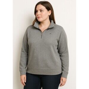 Tommy Bahama Women's Grey Sweater 1/4 Zip Long Sleeve Pullover  XL (18-20) EUC